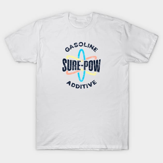 Sure-Pow Gasoline Additive (Logo Only - White Worn) T-Shirt by jepegdesign